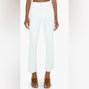 MOTHER Fairest Of Them All The Hustler Ankle Fray White Stretch Pants SZ 32